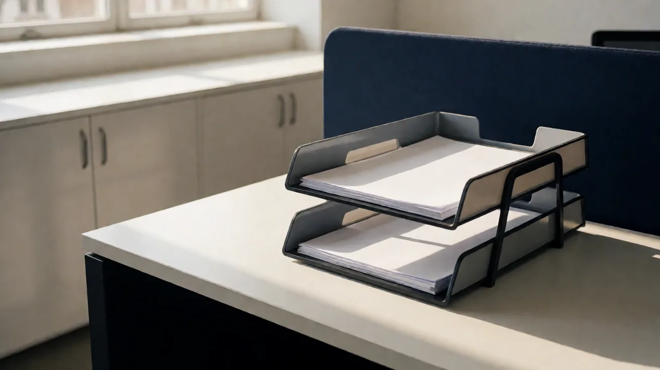 Person mit Tablet prüft den Boden und die Türgriffe in einem gereinigten Büroflur