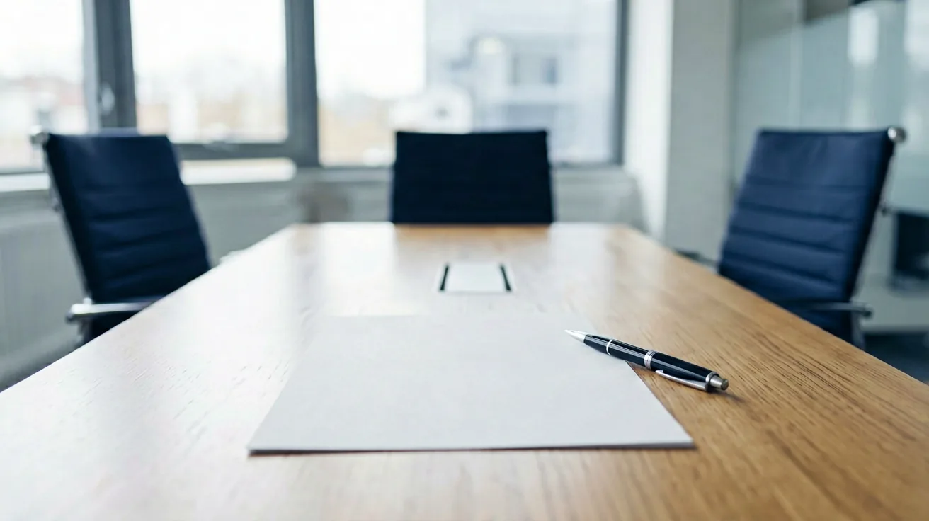 Vertragsunterlagen und Stift auf einem Besprechungstisch in einem hellen Büro